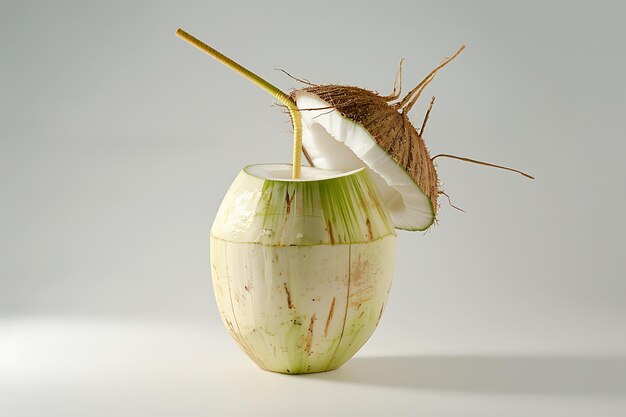 Coconut with a Straw Tropical Drink