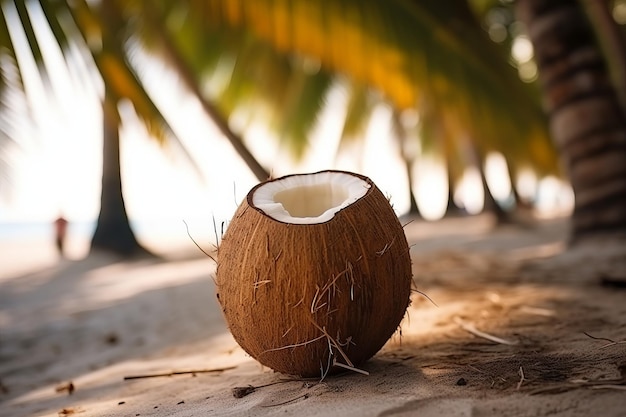 Coconuts on the beach in the dominican republic