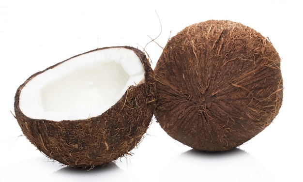 Coconuts on white