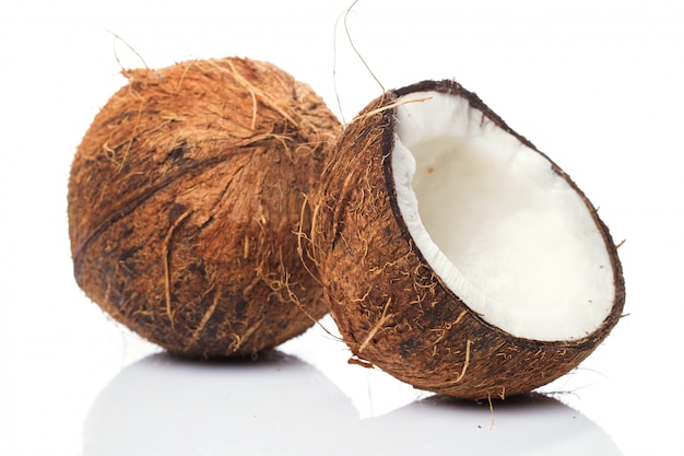 Coconuts on white