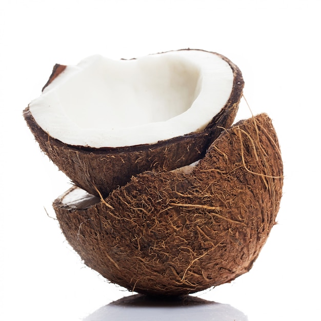 Coconuts on white