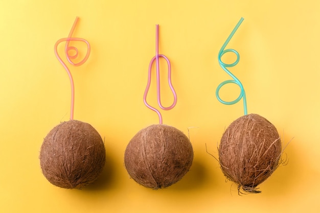 Coconuts with straw