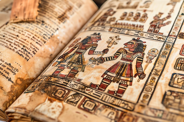 Codex page with Aztec pictorial writing and illustrations illustration photo the aztecs