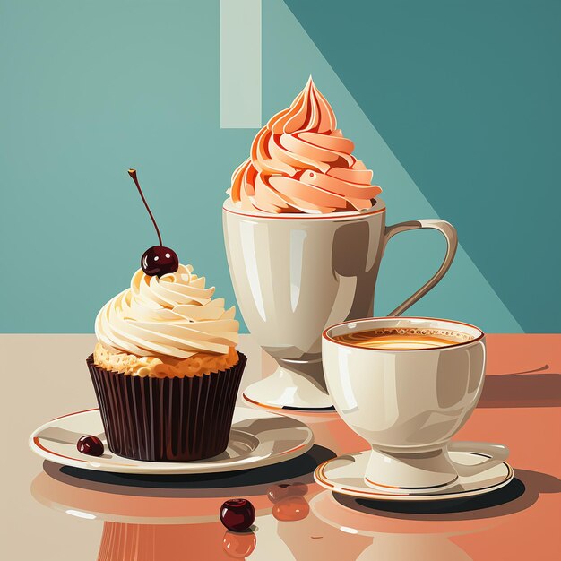 Coffe and cup cake