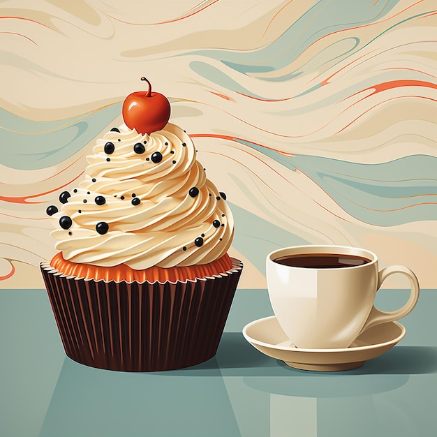 Coffe and cup cake