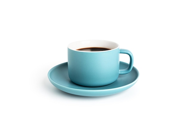 Coffee americano in cup and saucer isolated on a white background. High quality photo