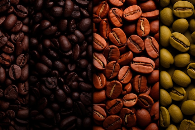 Coffee Bean Evolution A Colorful Journey from Green to Roasted