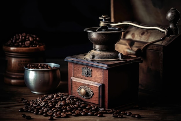 Coffee Bean Grinder With Beans Generative AI