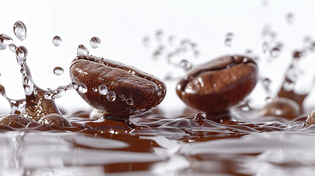 coffee beans are poured into a puddle of water