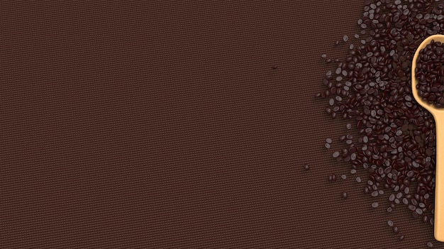 coffee beans are scattered on white background with copy space