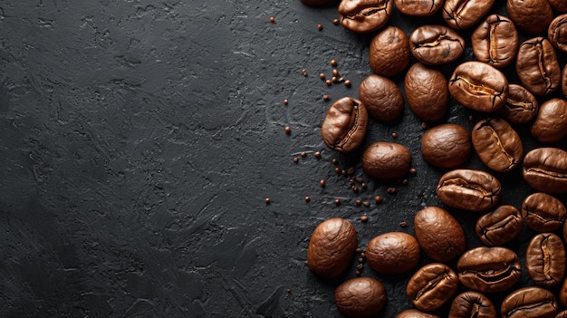 Coffee beans on a black background