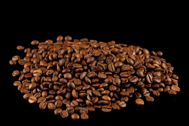 Coffee beans on a black background