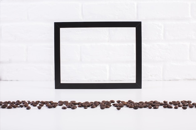 Coffee beans and blank frame