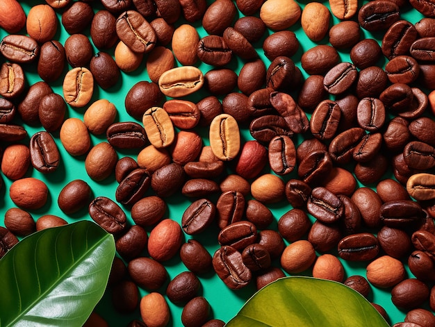 coffee beans on color background World coffee day concept generated ai