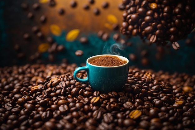 Coffee beans and drack background