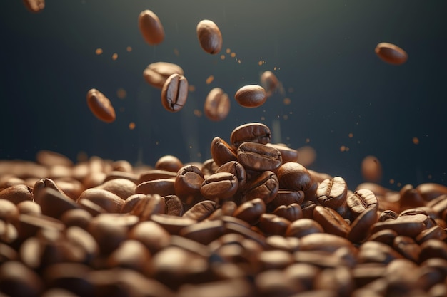 Coffee beans fall background Generate Ai