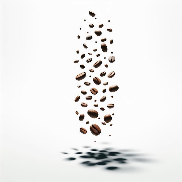 Photo coffee beans floating isolated on a white background