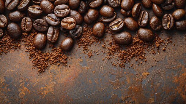 Coffee Beans and Leaves on Table