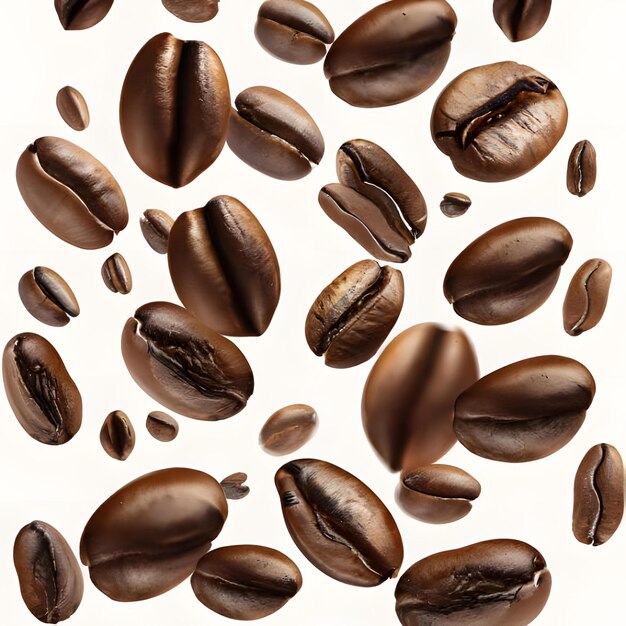 Coffee Beans Levitate White Background 3