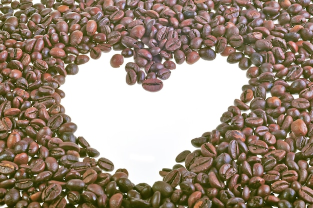 coffee beans on a love background