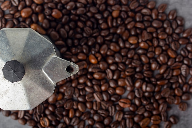 Coffee Beans And moka pot coffee