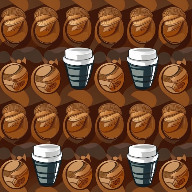 Coffee beans pattern doodle vector illustration