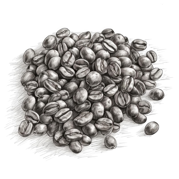 Coffee beans sketch in lines