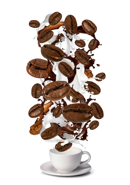 coffee beans splash