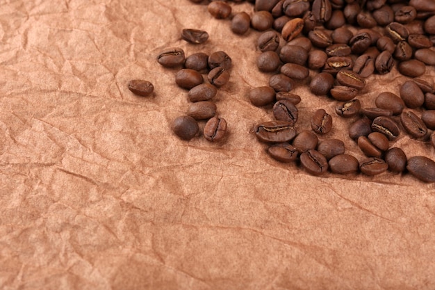 Coffee beans on table closeup