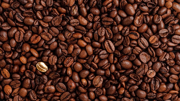 Coffee beans texure. Standing out from the crowd concept.