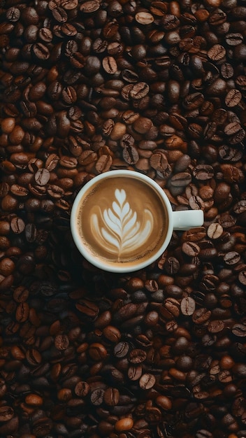 Coffee beans top view background