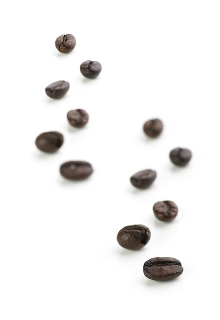 Coffee Beans With Selective Focus isolate on white