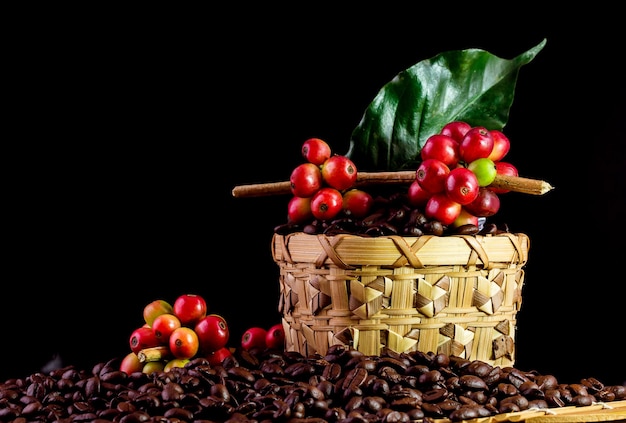 Coffee beans On a wooden background rotation