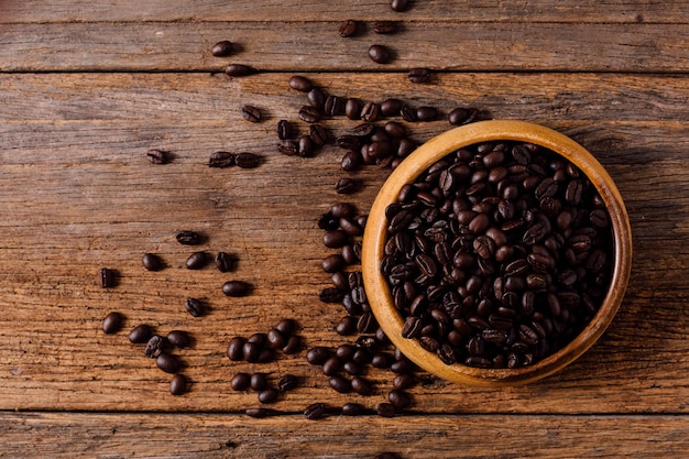 coffee beans on wooden table