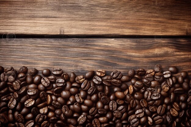 Coffee beans on a wooden table