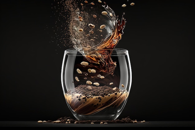 Coffee brewing in motion dark Background