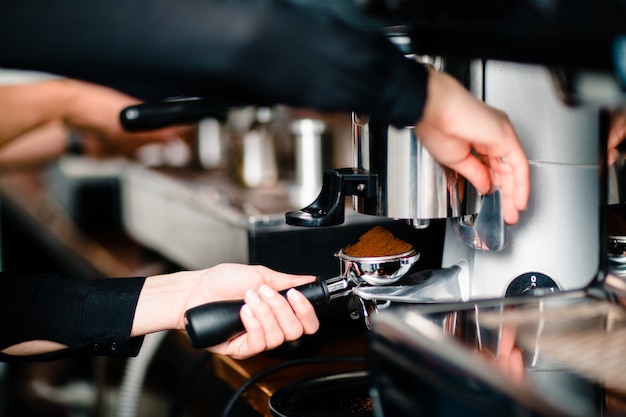 Coffee Cappuccino and Americano Espresso making