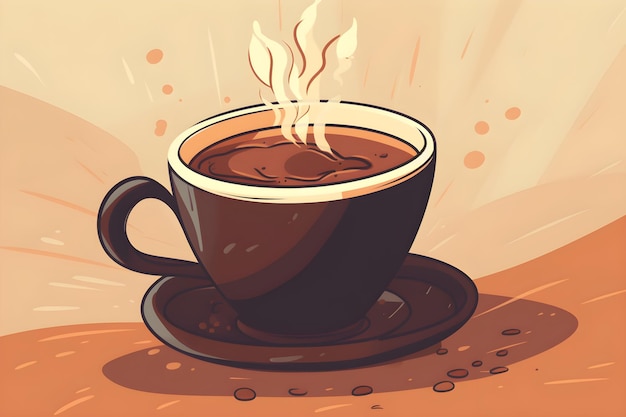 Coffee cartoon retro generative ai