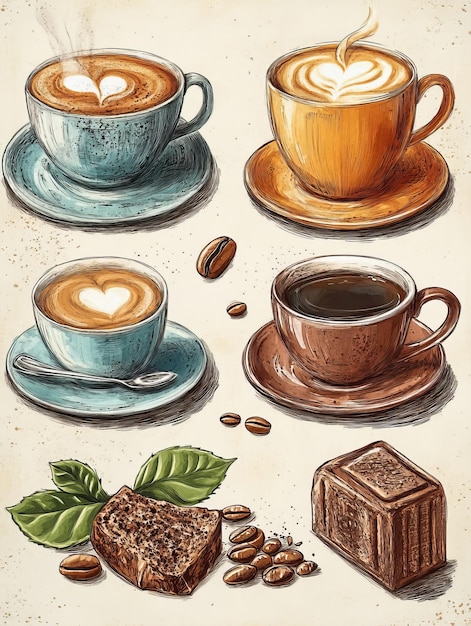 Coffee and Chocolate Delights A Drawn Feast