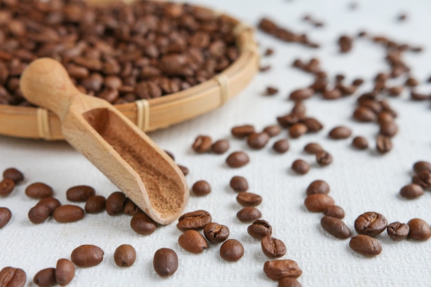 Coffee and coffee beans closeup