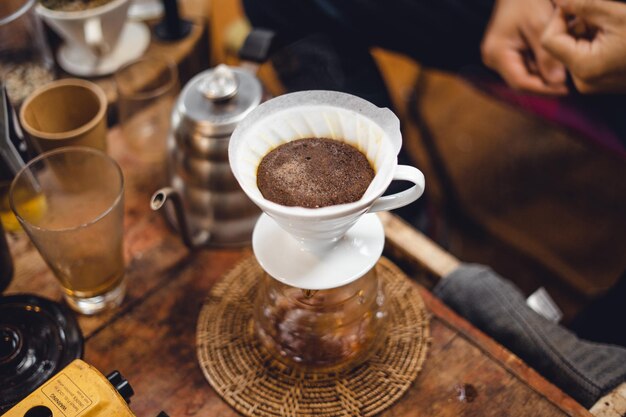 Coffee coffee making and drip coffee in house