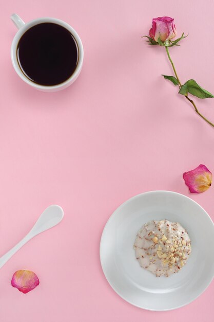 Coffee cookie and rose