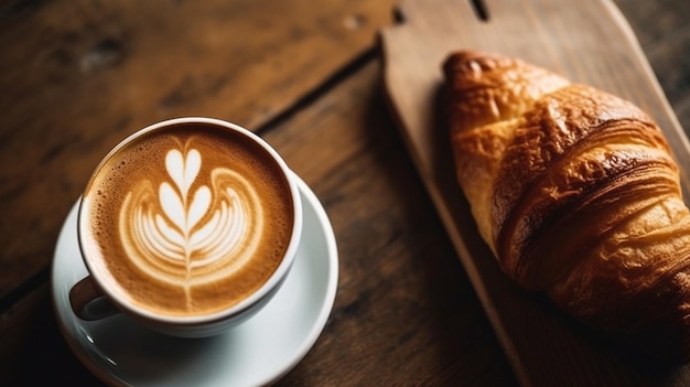 Coffee and croissant Latte A Perfect Start to the Day