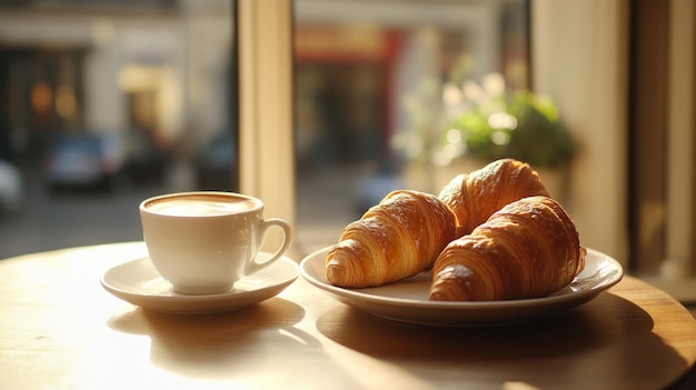 Coffee and Croissants on a Sunny Day