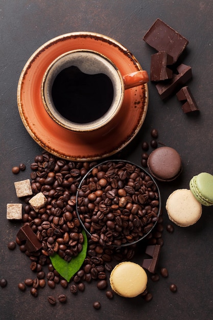 Coffee cup beans chocolate