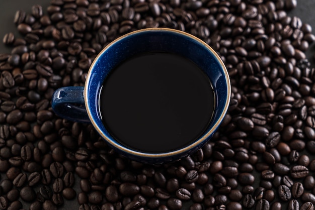 Coffee cup and beans