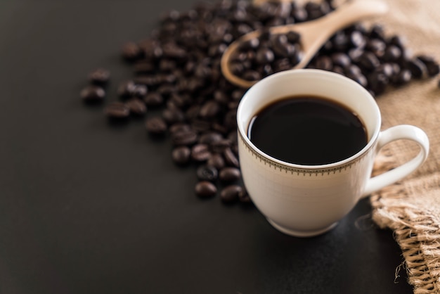 Coffee cup and beans