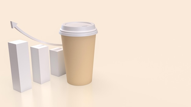 Photo the coffee cup and chart for food and business concept 3d rendering