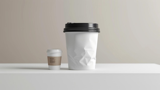 a coffee cup and a coffee cup on a counter