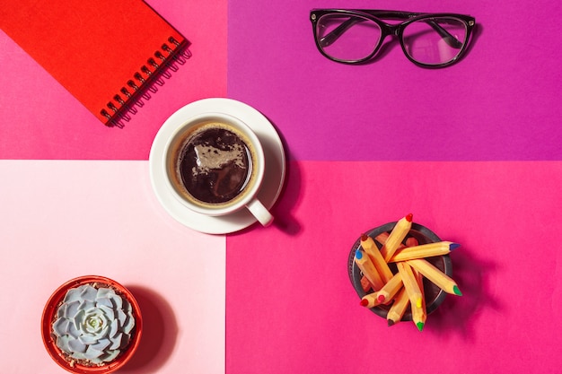 Coffee cup at colorful background